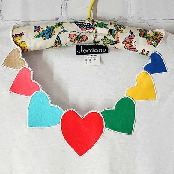🆕️NWT 90s Vintage Jordana Rainbow Heart Neck Single Stitch Pride Tee USA Made - Picture 7 of 15